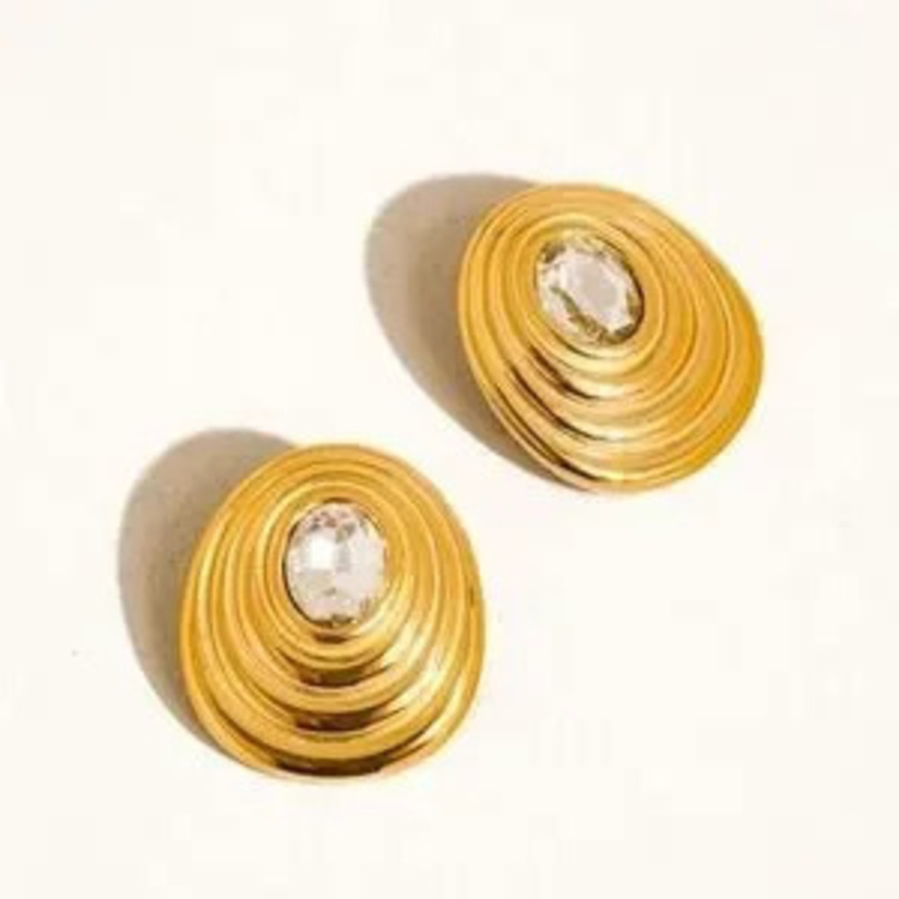 18K Oval Stud Earrings (1011)